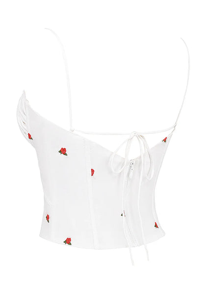 Mistress Rocks Cloud Rose Embroidered Corset - SALE