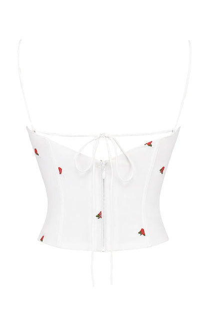 Mistress Rocks Cloud Rose Embroidered Corset - SALE