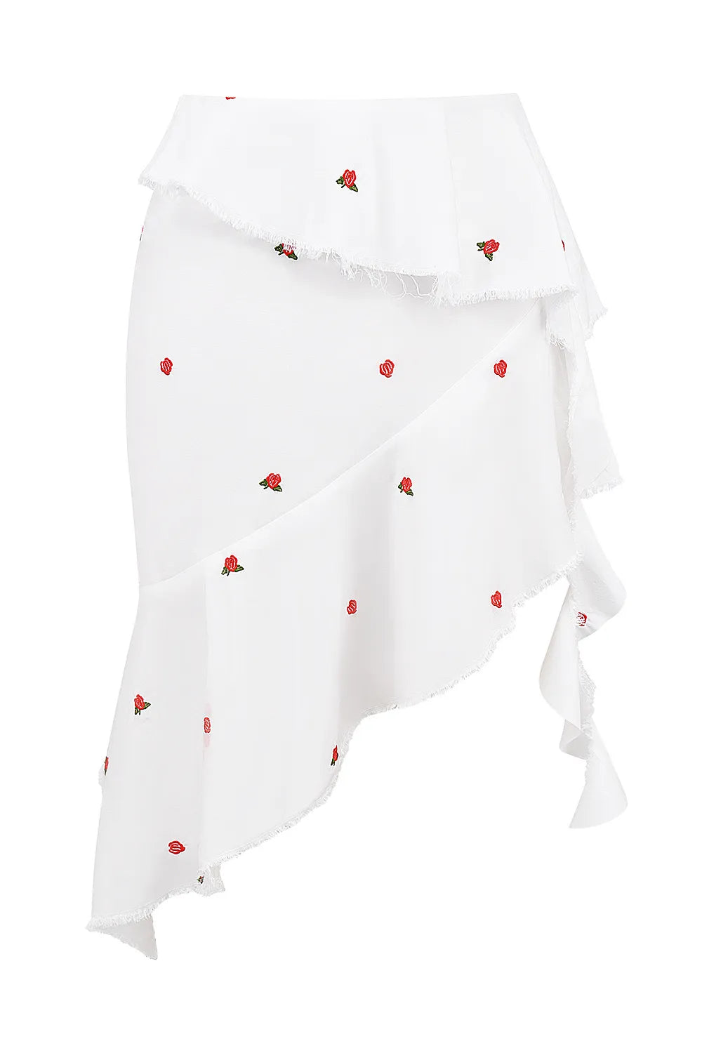 Mistress Rocks Cloud Asymmetric Rose Embroidered Mini Skirt - SALE