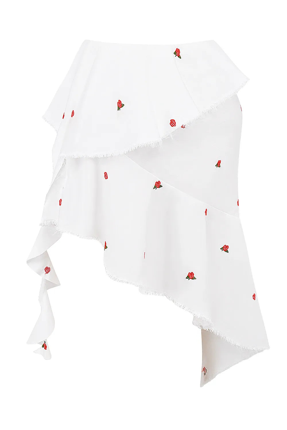 Mistress Rocks Cloud Asymmetric Rose Embroidered Mini Skirt - SALE