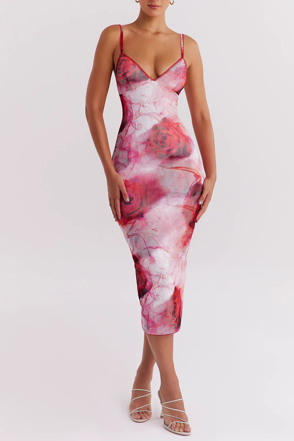 Mistress Rocks Rose Print Midi Dress - SALE