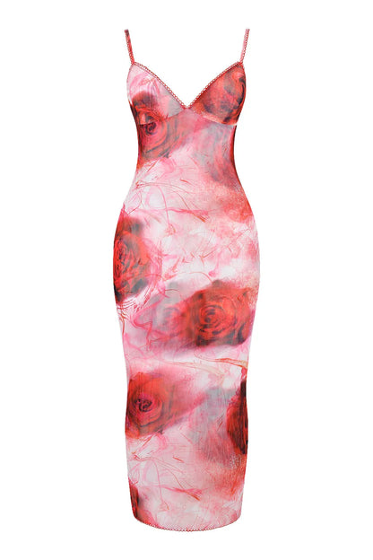 Mistress Rocks Rose Print Midi Dress - SALE