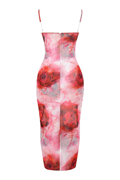 Mistress Rocks Rose Print Midi Dress - SALE