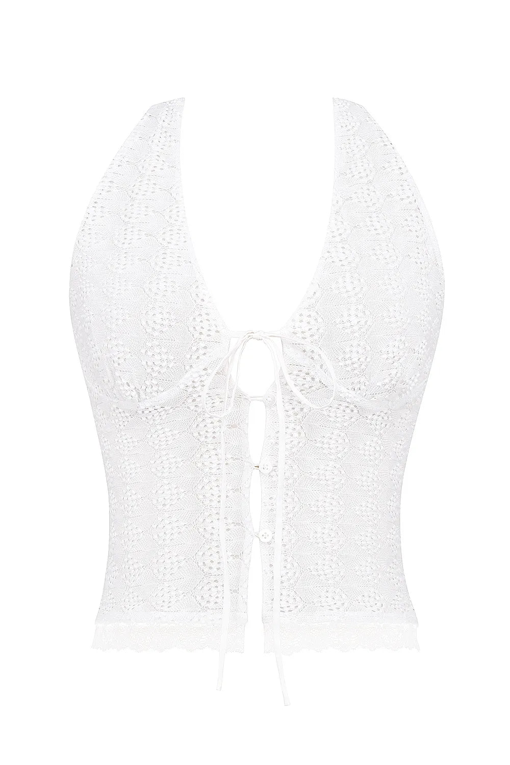Mistress Rocks White Knit Plunge Halter Top - SALE