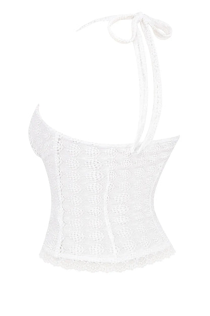 Mistress Rocks White Knit Plunge Halter Top - SALE