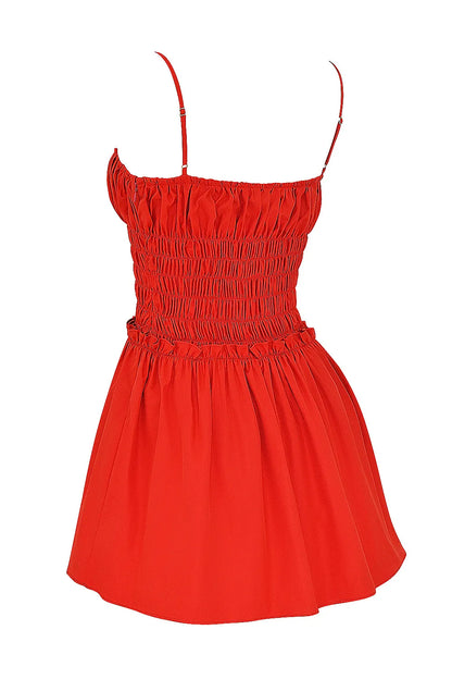 Mistress Rocks Red Shirred Gathered Mini Dress - SALE