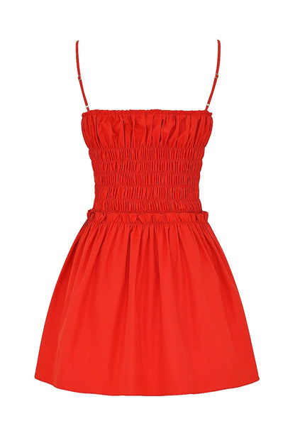 Mistress Rocks Red Shirred Gathered Mini Dress - SALE