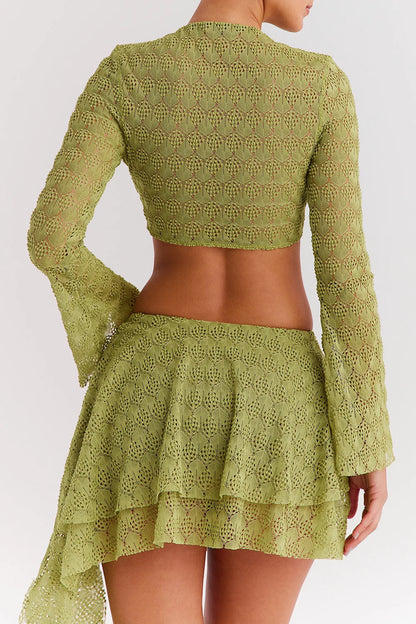 Mistress Rocks Lime Knit Lace Up Top - SALE