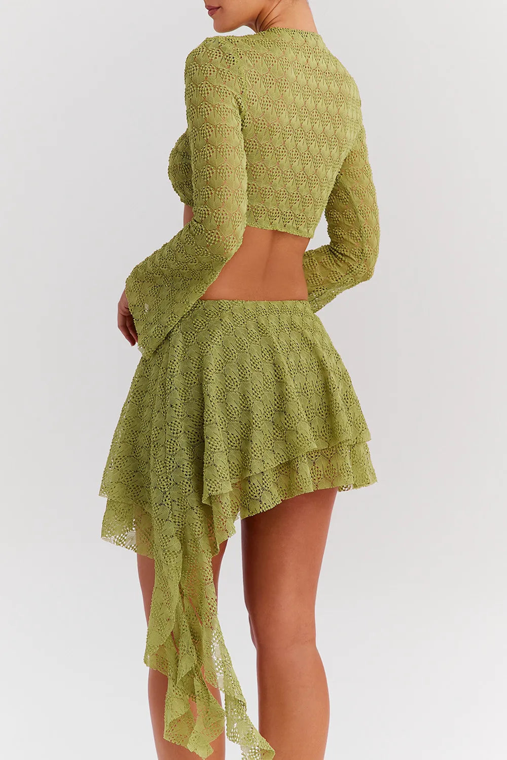 Mistress Rocks Lime Knit Layered Mini Skirt - SALE