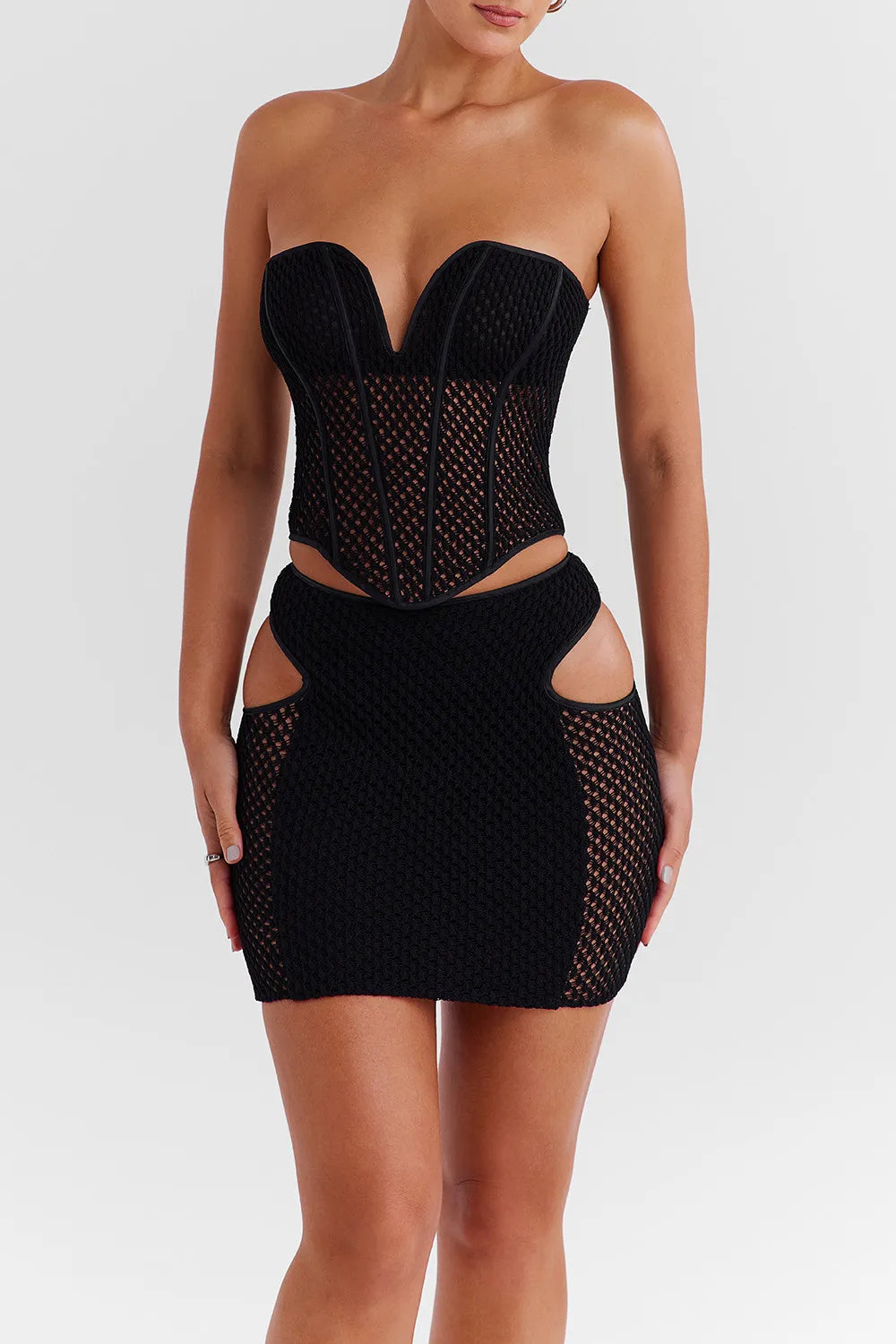 Mistress Rocks Black Knit Cutout Mini Skirt - SALE