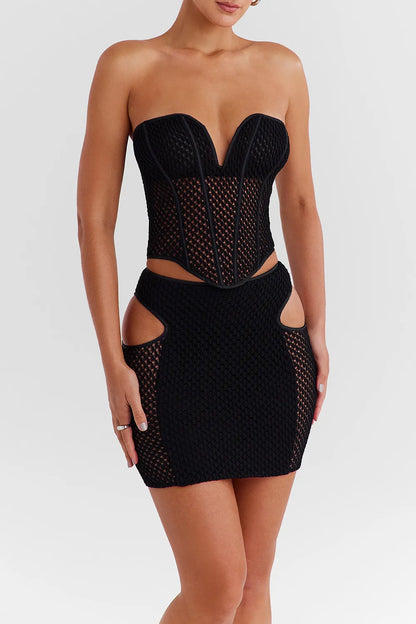 Mistress Rocks Black Knit Cutout Mini Skirt - SALE