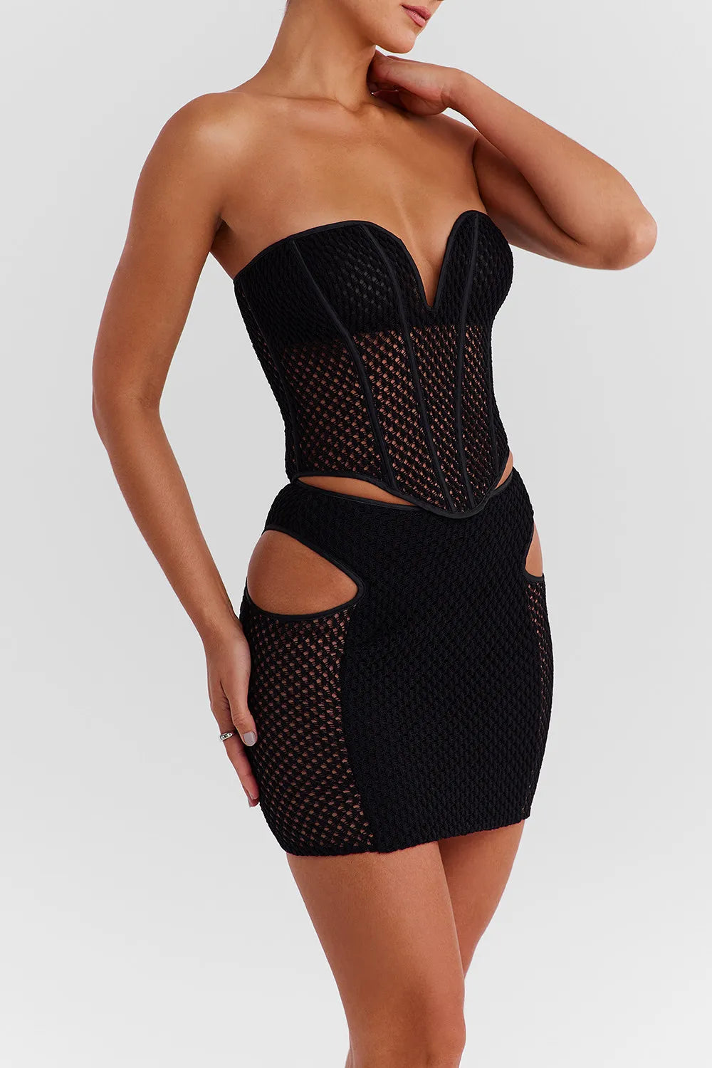 Mistress Rocks Black Knit Cutout Mini Skirt - SALE