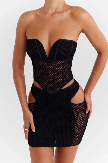 Mistress Rocks Black Knit Strapless Corset - SALE
