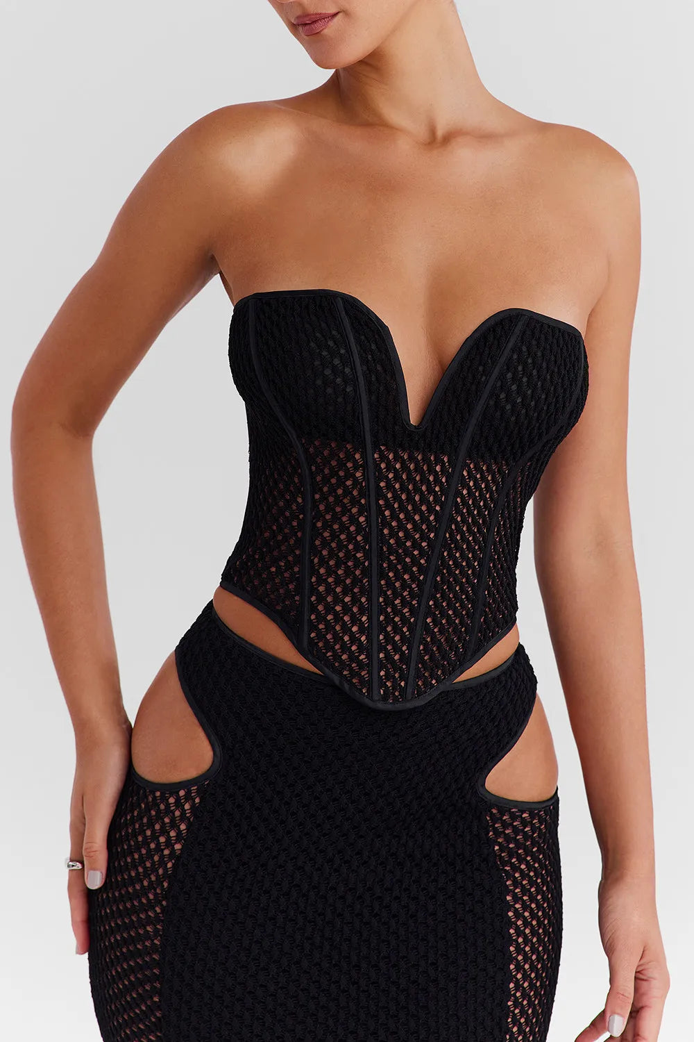 Mistress Rocks Black Knit Strapless Corset - SALE