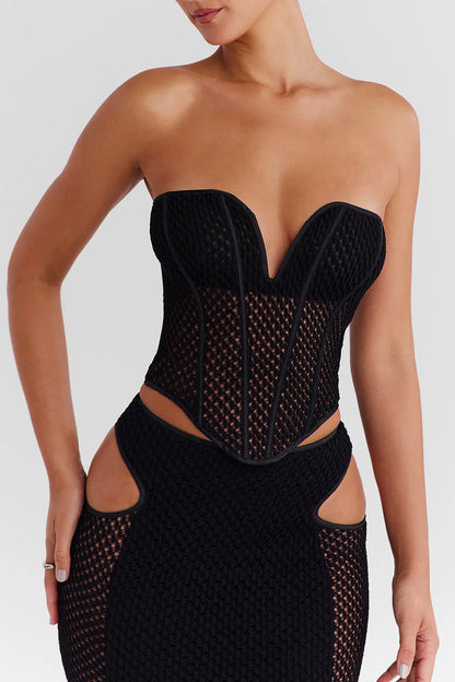 Mistress Rocks Black Knit Strapless Corset - SALE