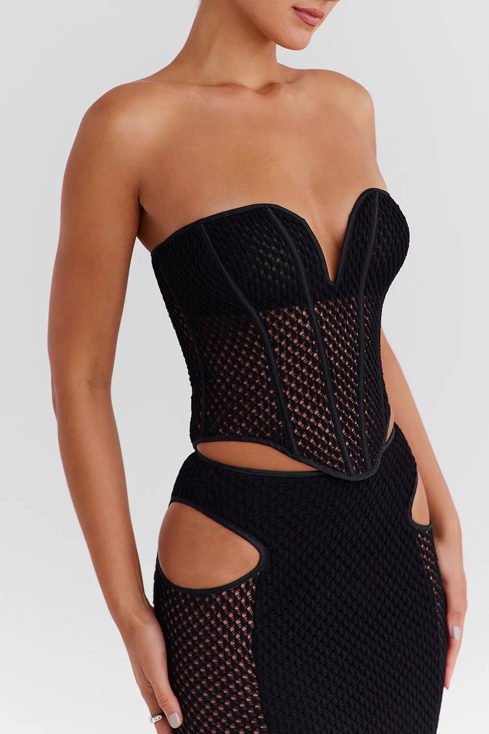 Mistress Rocks Black Knit Strapless Corset - SALE