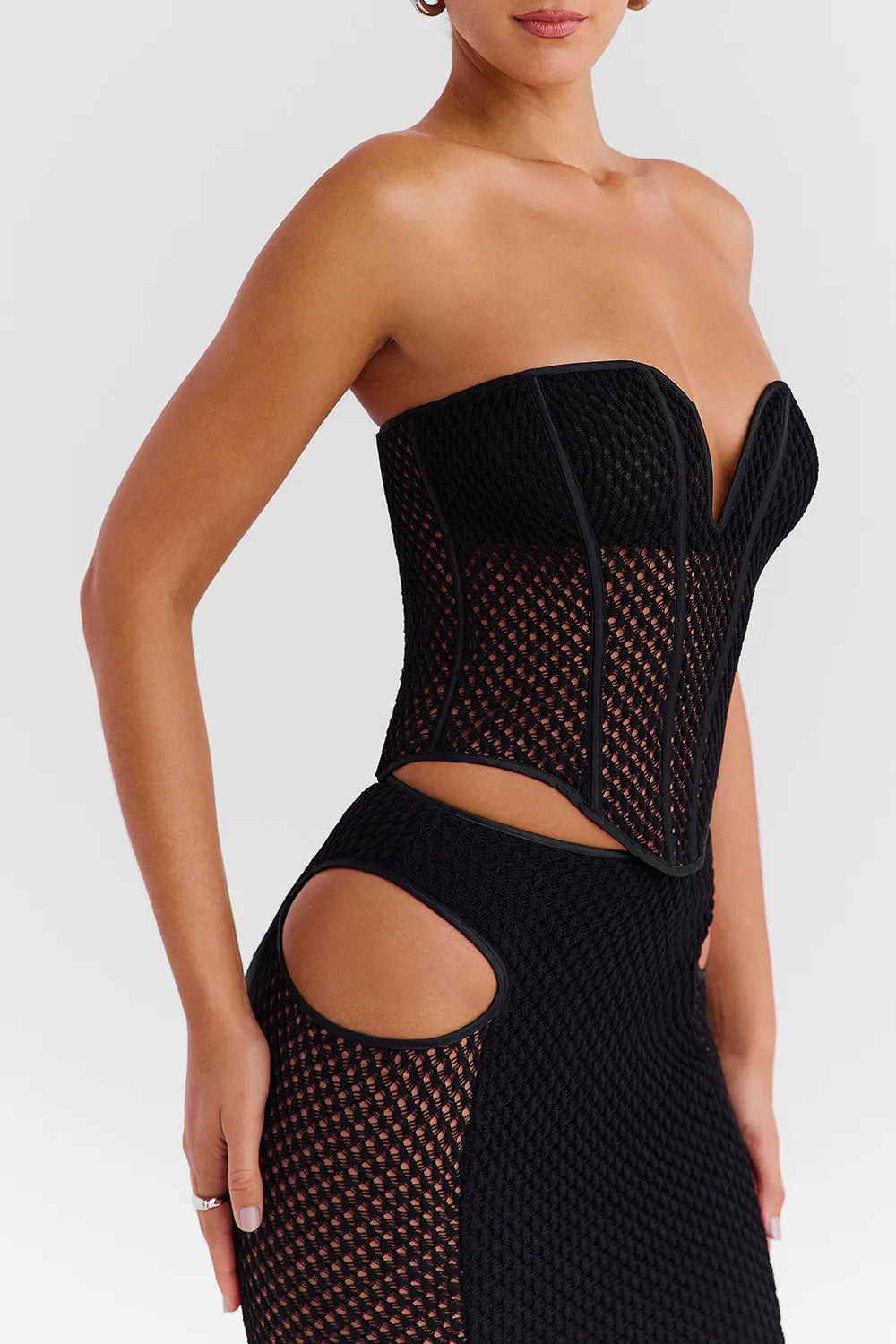 Mistress Rocks Black Knit Strapless Corset - SALE