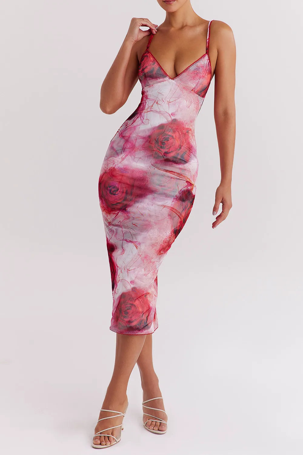 Mistress Rocks Rose Print Midi Dress - SALE