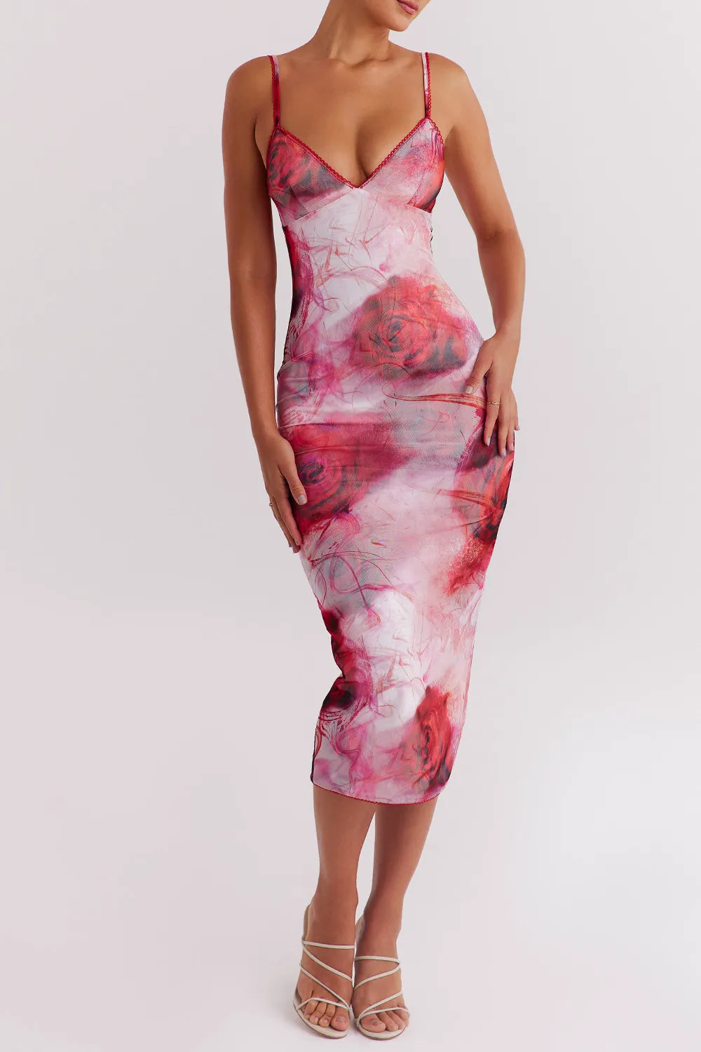 Mistress Rocks Rose Print Midi Dress - SALE