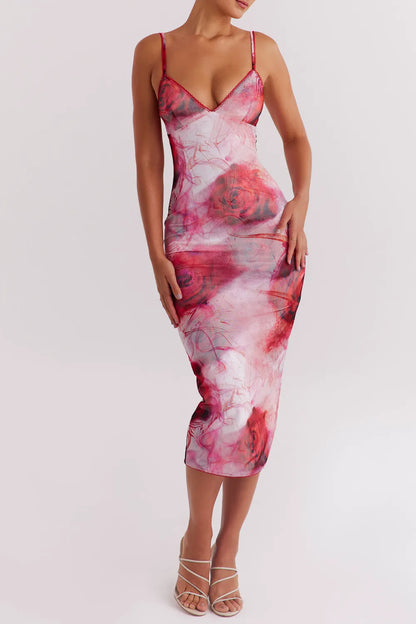Mistress Rocks Rose Print Midi Dress - SALE