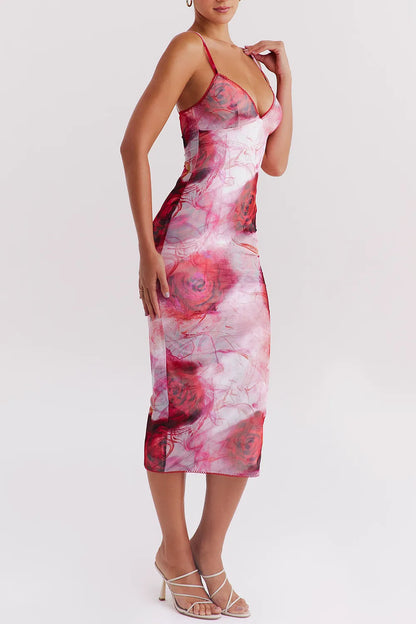Mistress Rocks Rose Print Midi Dress - SALE