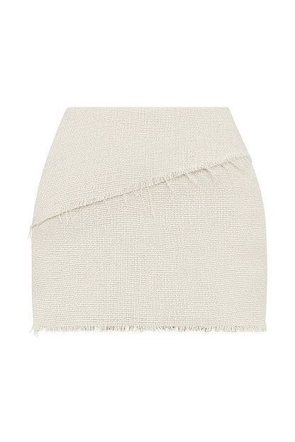 Mistress Rocks Taupe Frayed Tweed Mini Skirt - SALE