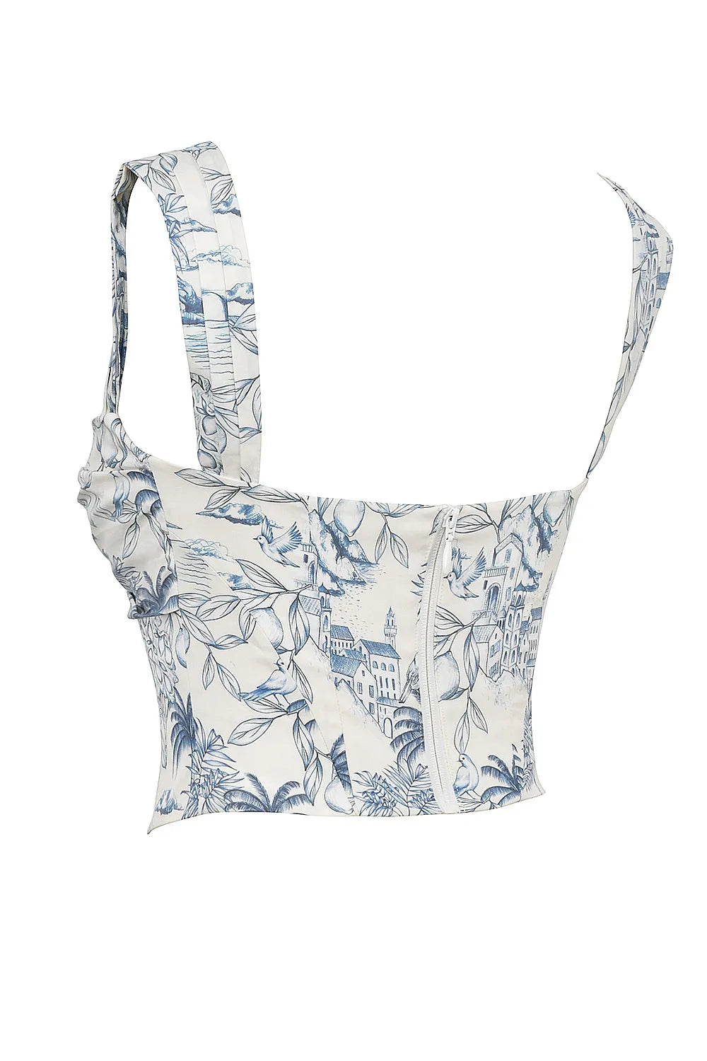 Mistress Rocks White Garden Print Draped Corset - SALE