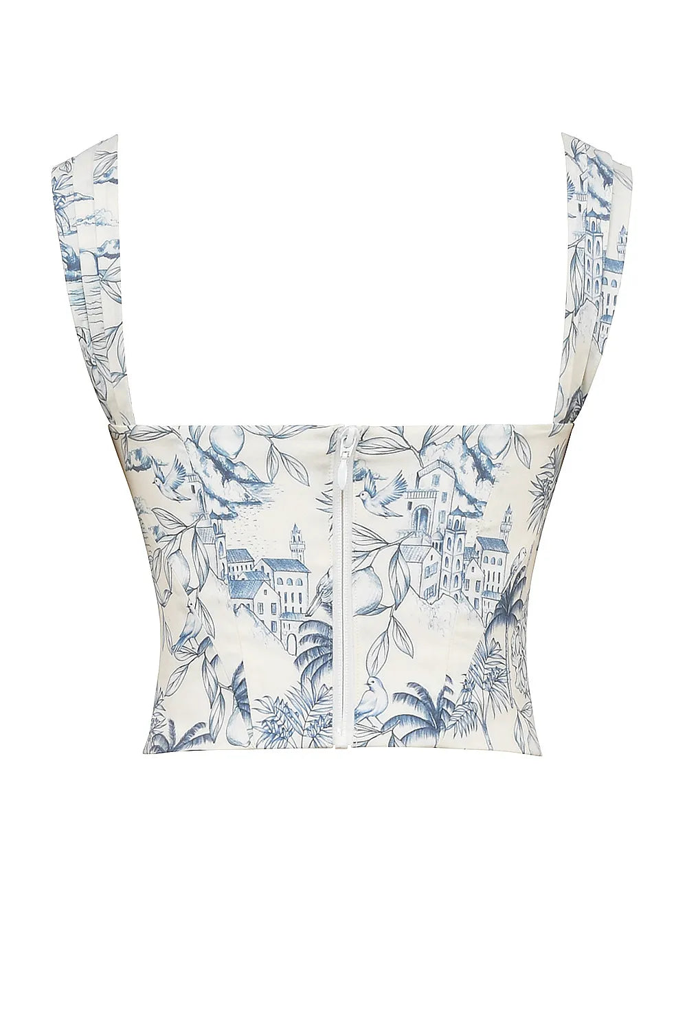 Mistress Rocks White Garden Print Draped Corset - SALE