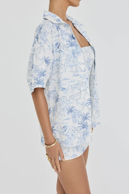 Mistress Rocks White Garden Print Relaxed Shirt - SALE