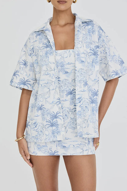 Mistress Rocks White Garden Print Relaxed Shirt - SALE