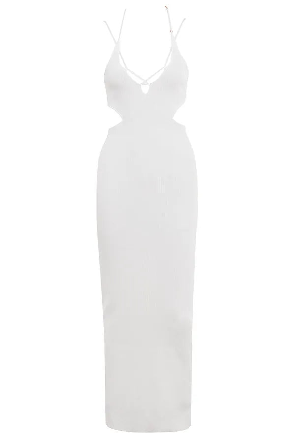 Mistress Rocks White Knit Cutout Maxi Dress - SALE