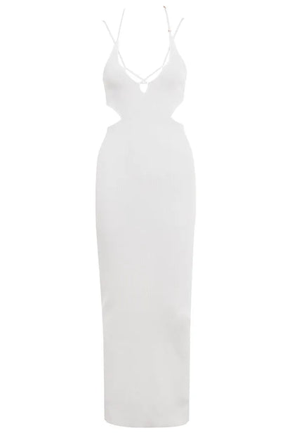 Mistress Rocks White Knit Cutout Maxi Dress - SALE