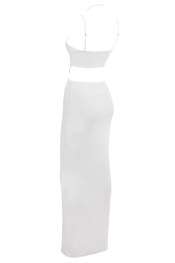 Mistress Rocks White Knit Cutout Maxi Dress - SALE