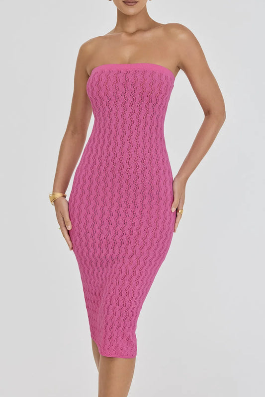 Mistress Rocks Candy Floss Knit Strapless Midi Dress - SALE