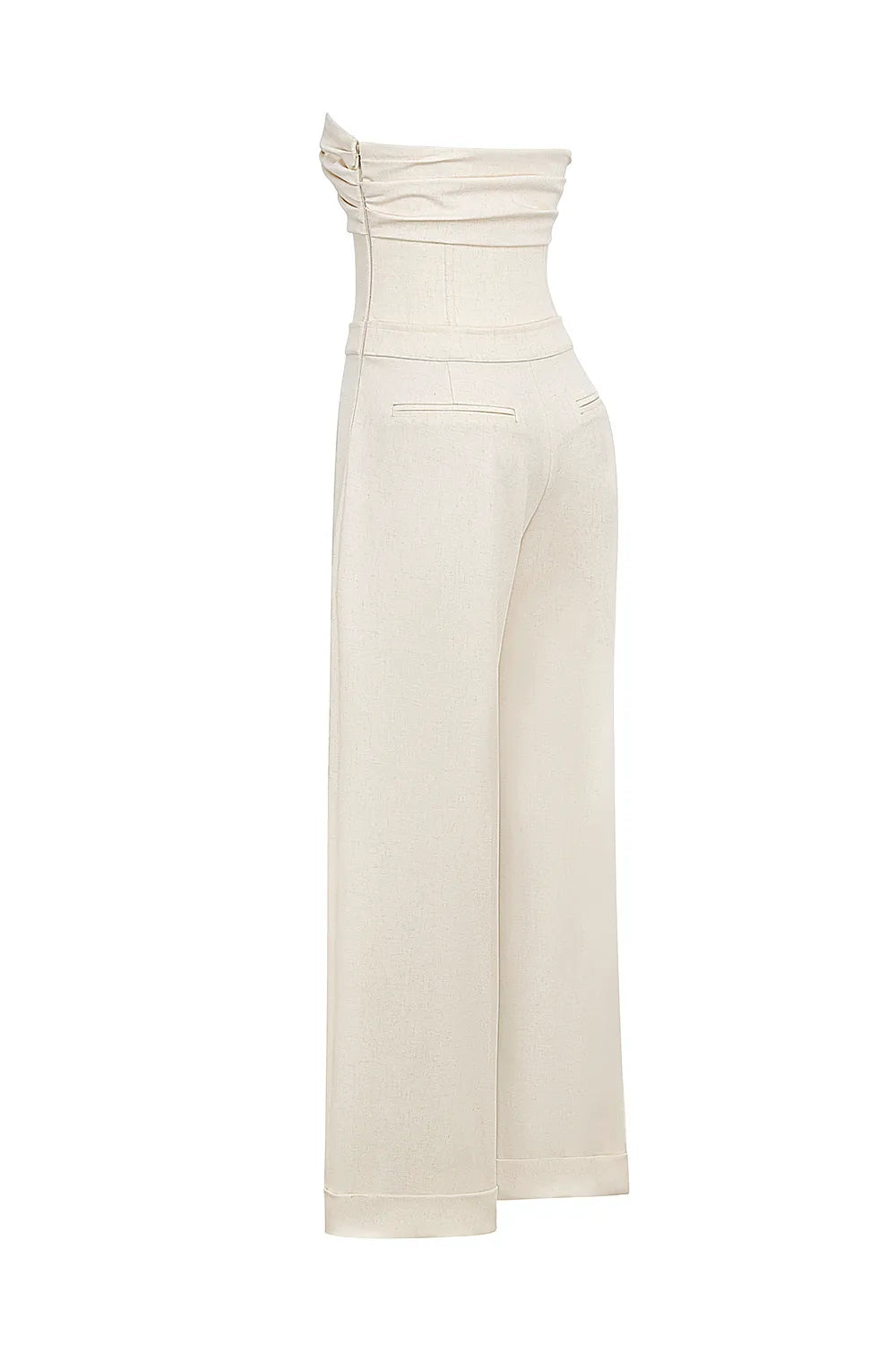 Mistress Rocks Beige Strapless Wide Leg Jumpsuit - SALE