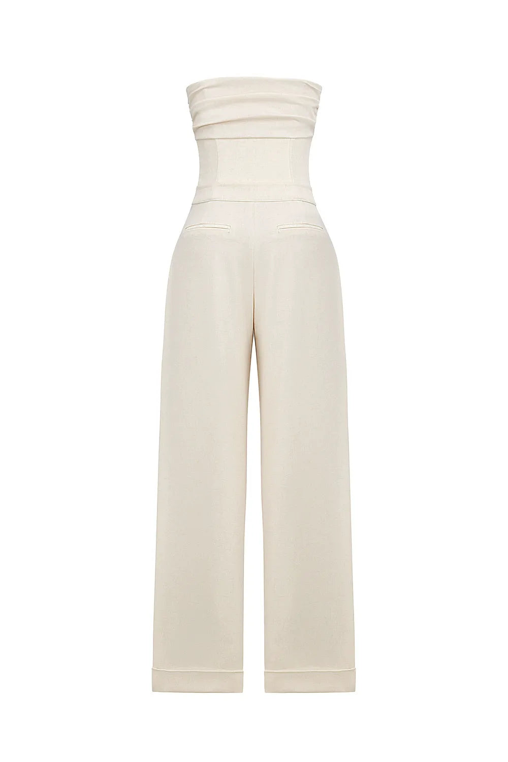 Mistress Rocks Beige Strapless Wide Leg Jumpsuit - SALE