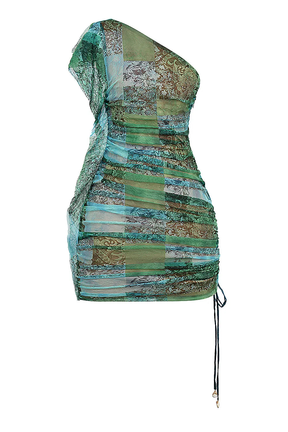 Mistress Rocks Ocean Teal Print Asymmetric Mini Dress - SALE