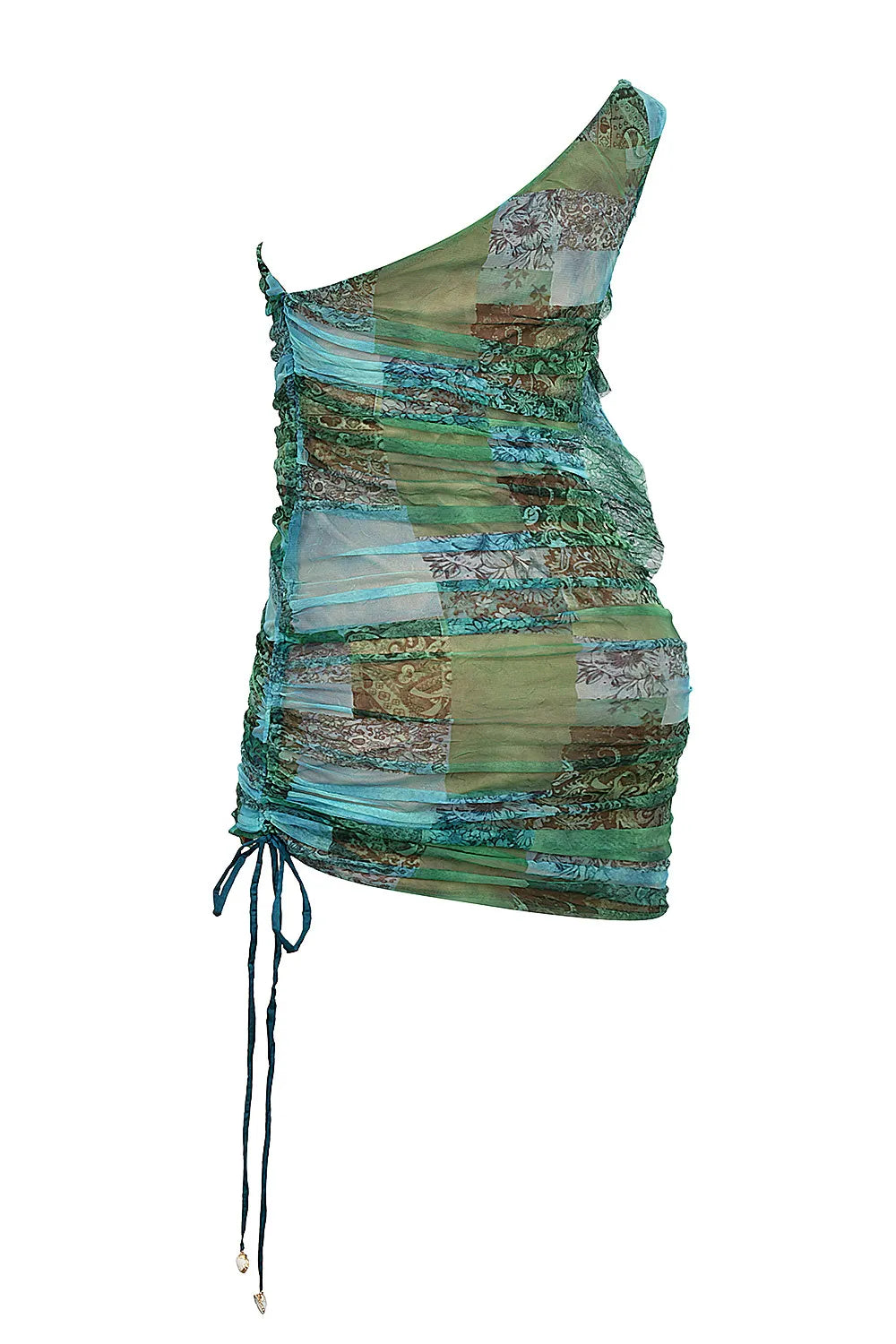 Mistress Rocks Ocean Teal Print Asymmetric Mini Dress - SALE