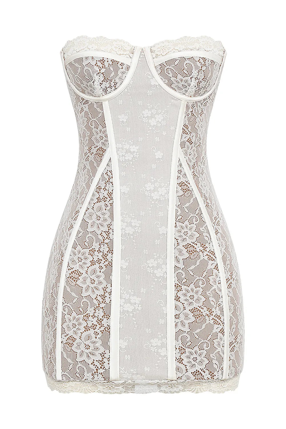 Mistress Rocks White Lace Underwired Mini Dress - SALE
