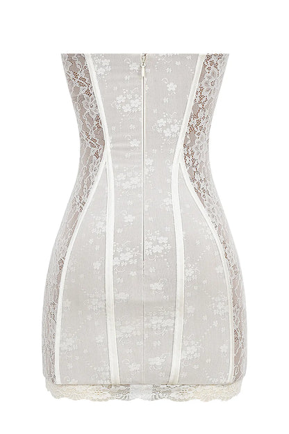 Mistress Rocks White Lace Underwired Mini Dress - SALE