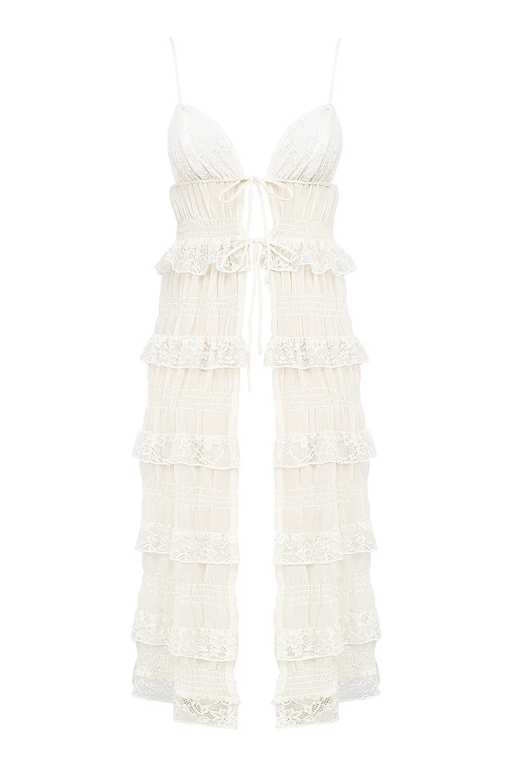 Mistress Rocks White Lace Frilled Longline Top - SALE