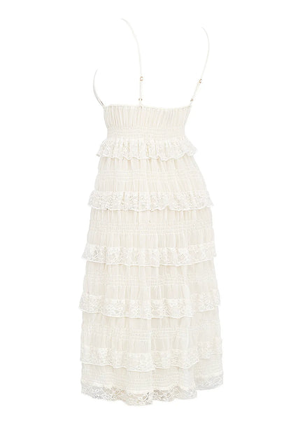 Mistress Rocks White Lace Frilled Longline Top - SALE