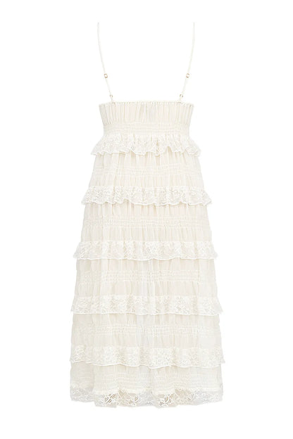 Mistress Rocks White Lace Frilled Longline Top - SALE