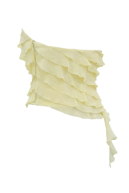 Mistress Rocks Vanilla Strapless Ruffle Top - SALE