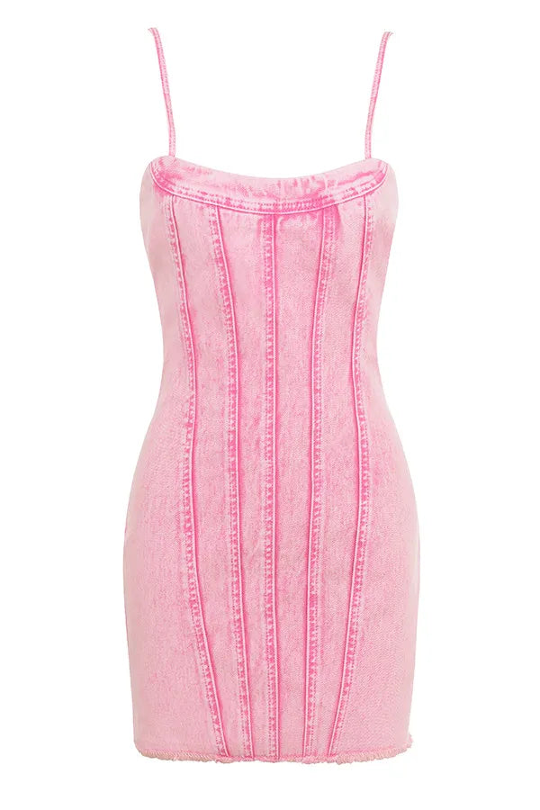 Mistress Rocks Candy Floss Denim Mini Dress - SALE