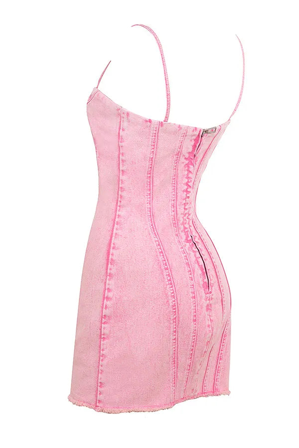 Mistress Rocks Candy Floss Denim Mini Dress - SALE