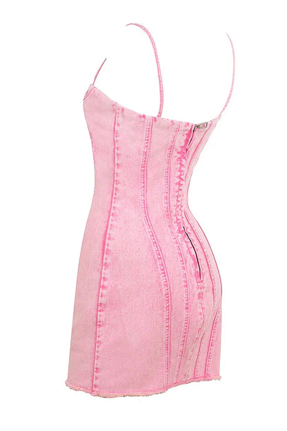 Mistress Rocks Candy Floss Denim Mini Dress - SALE