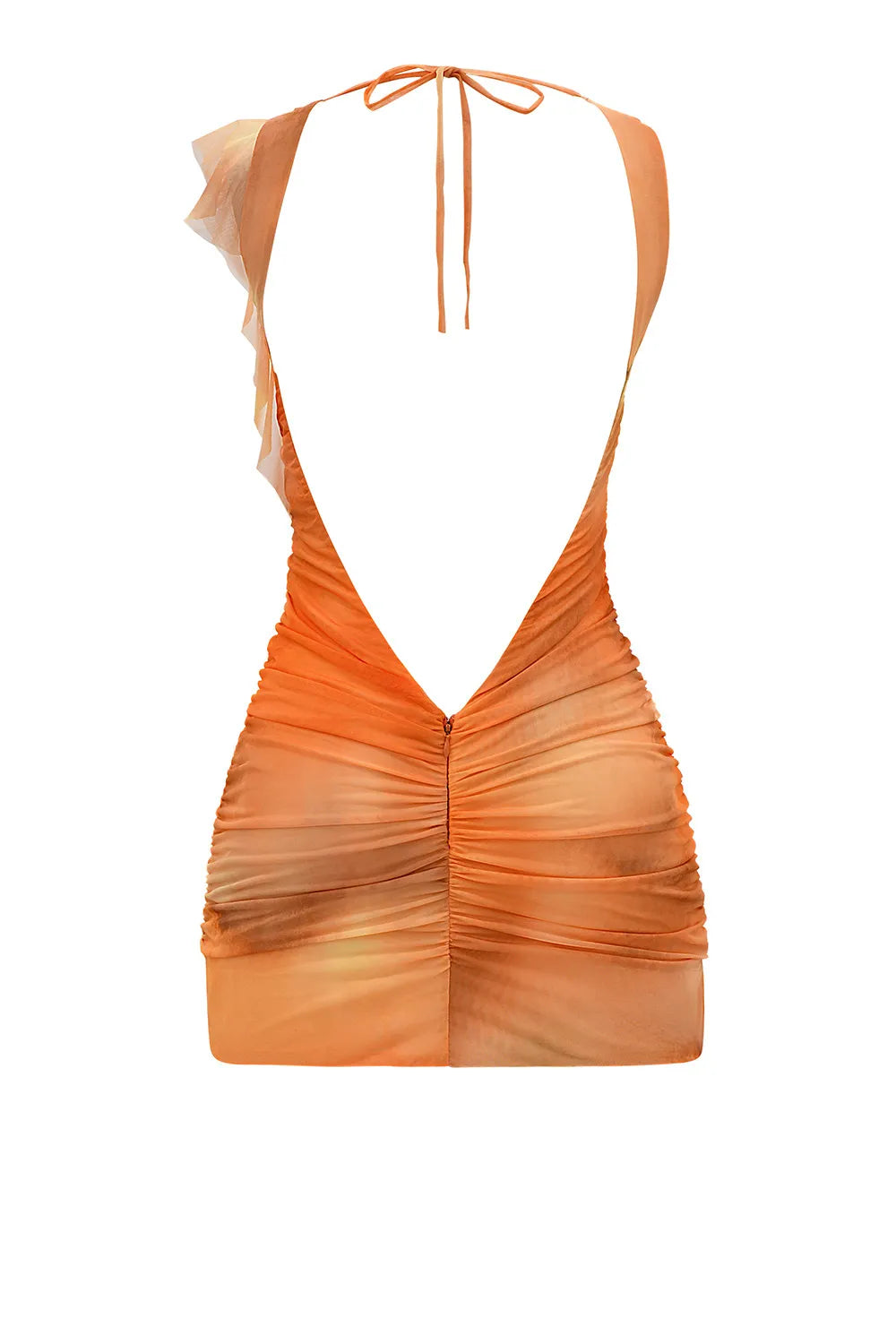 Mistress Rocks Orange Ombre Gathered Ruffle Mini Dress - SALE