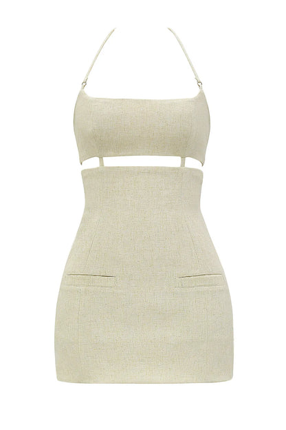 Mistress Rocks Butterscotch Cutout Halter Mini Dress - SALE