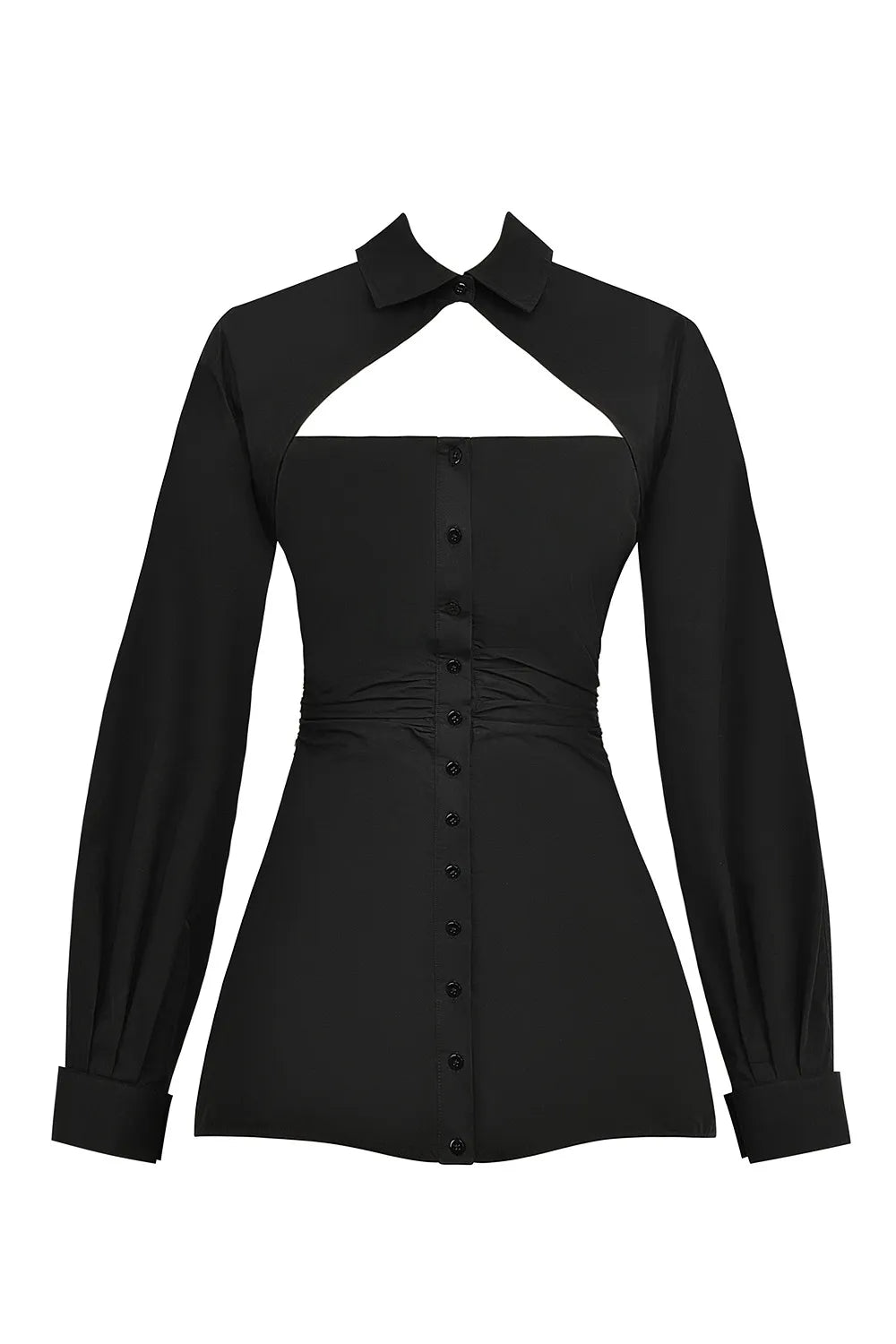 Mistress Rocks Black Cotton Cutout Shirt dress - SALE